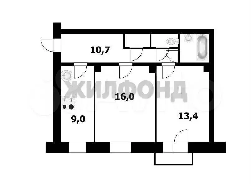 2-к. квартира, 55,2 м, 3/5 эт. - Фото 0
