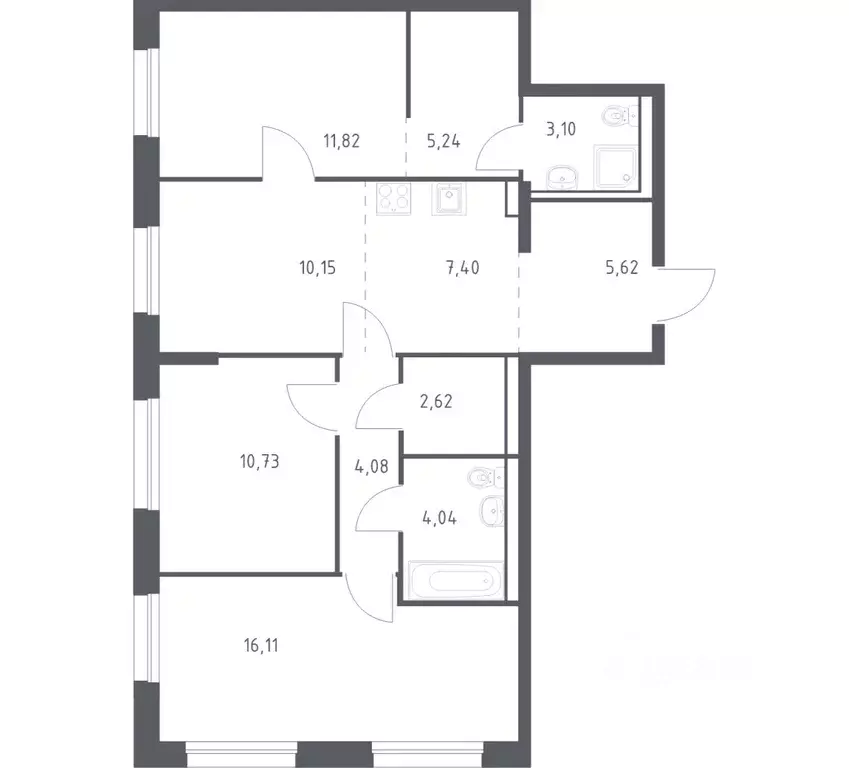 3-к кв. Приморский край, Владивосток Днепровская ул., 19 (80.91 м) - Фото 1