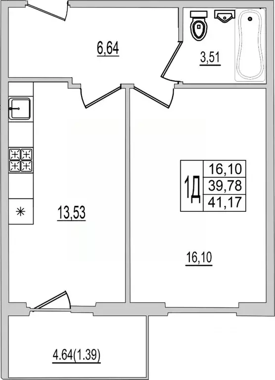 1-к кв. Псковская область, Псков Рижский просп., 94Г (41.17 м) - Фото 0