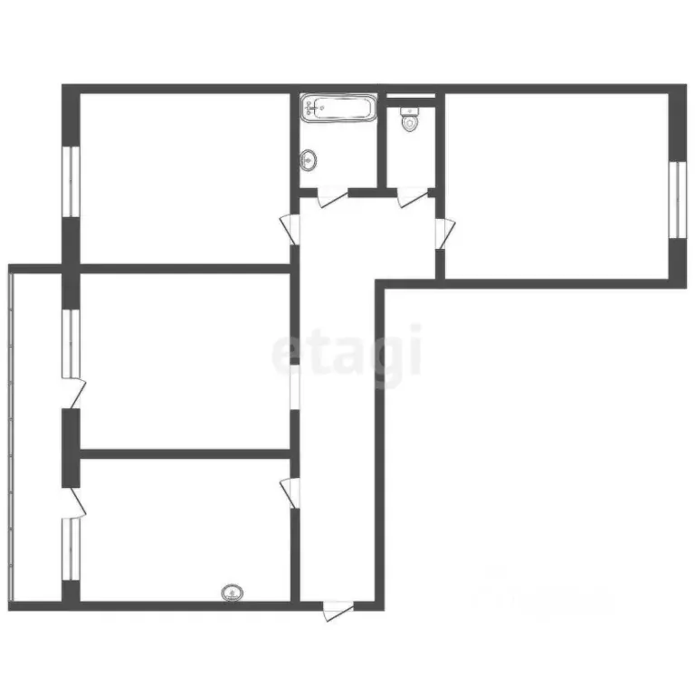 3-к кв. Томская область, Томск ул. Ференца Мюнниха, 22 (65.0 м) - Фото 2