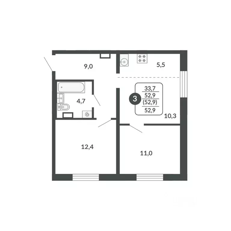 3-к кв. Кировская область, Киров Московская ул., 209 (52.9 м) - Фото 0