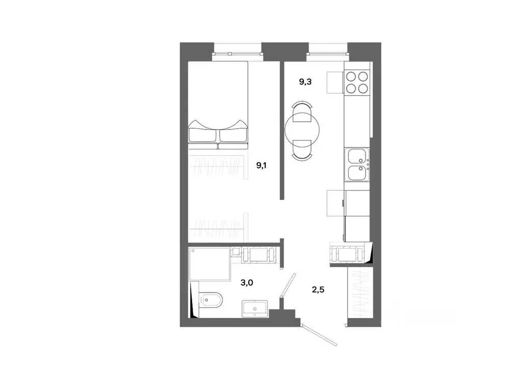 1-к кв. Ханты-Мансийский АО, Сургут 30А мкр,  (23.9 м) - Фото 0