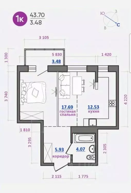 1-к кв. Иркутская область, Иркутский муниципальный округ, Маркова рп ... - Фото 1
