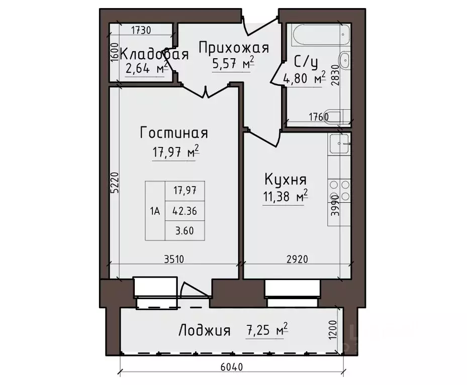 1-к кв. Хакасия, Абакан ул. Авиаторов, 5 (45.96 м) - Фото 1