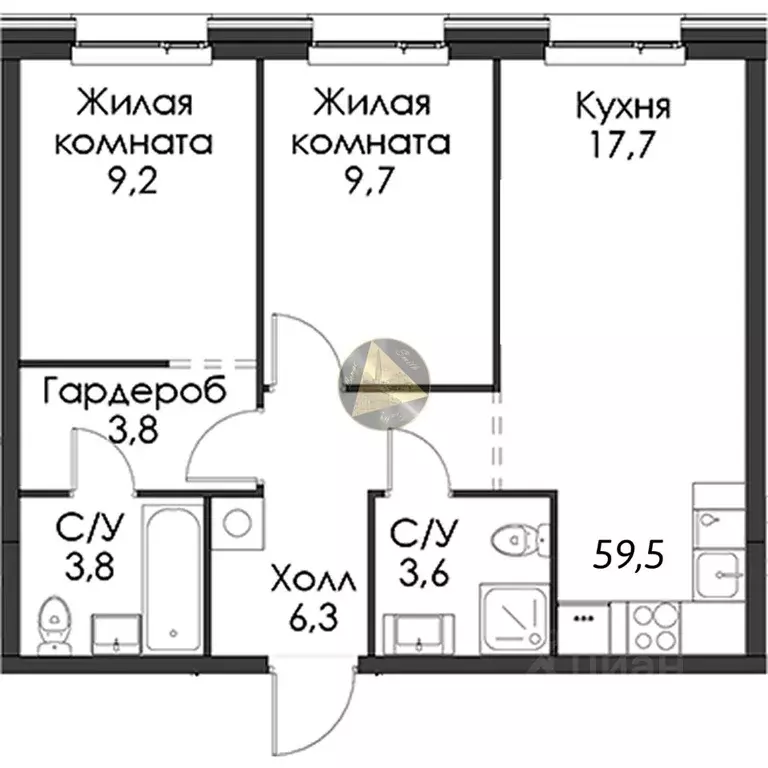 2-к кв. Санкт-Петербург Галерный проезд, 1К2 (59.5 м) - Фото 1