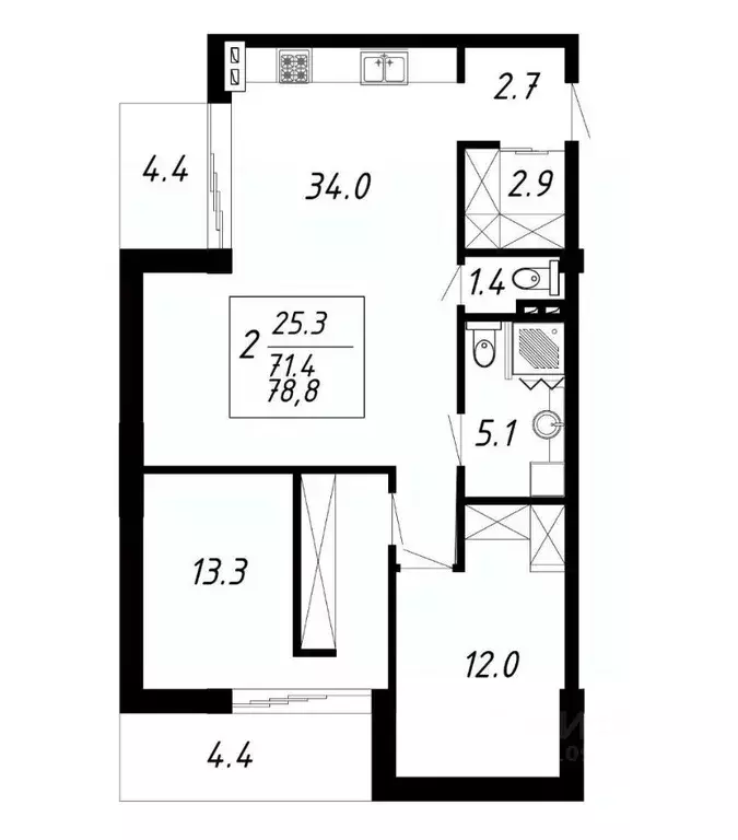 2-к кв. Ставропольский край, Ессентуки Озеро жилой комплекс (78.8 м) - Фото 1