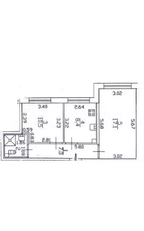 2-к. квартира, 46,4 м, 1/7 эт. - Фото 0