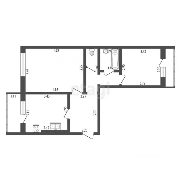 2-к кв. Ханты-Мансийский АО, Сургут просп. Мира, 19 (56.0 м) - Фото 1