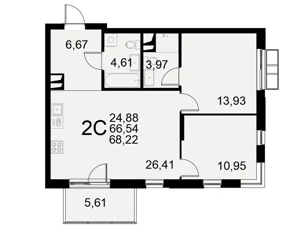 2-к кв. Тульская область, Тула Хлебная пл. (68.22 м) - Фото 0