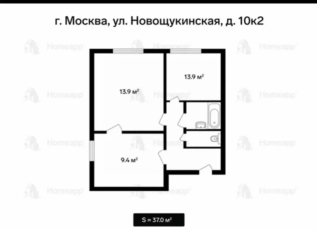 2-к кв. Москва Новощукинская ул., 10К2 (38.0 м) - Фото 1