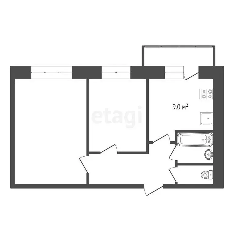 2-комнатная квартира: Тутаев, Липовая улица, 3 (44.6 м) - Фото 0