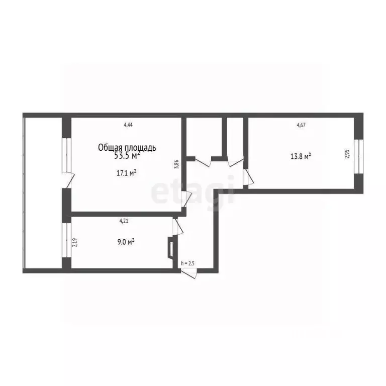 2-к кв. Томская область, Томск просп. Ленина, 255 (53.5 м) - Фото 2