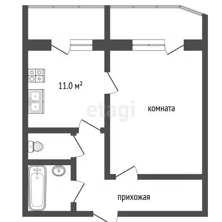 1-к кв. Московская область, Воскресенск ул. Ломоносова, 119к2 (39.0 м) - Фото 2