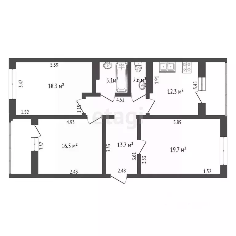 3-к кв. Удмуртия, Ижевск ул. Карла Маркса, 455 (88.2 м) - Фото 1