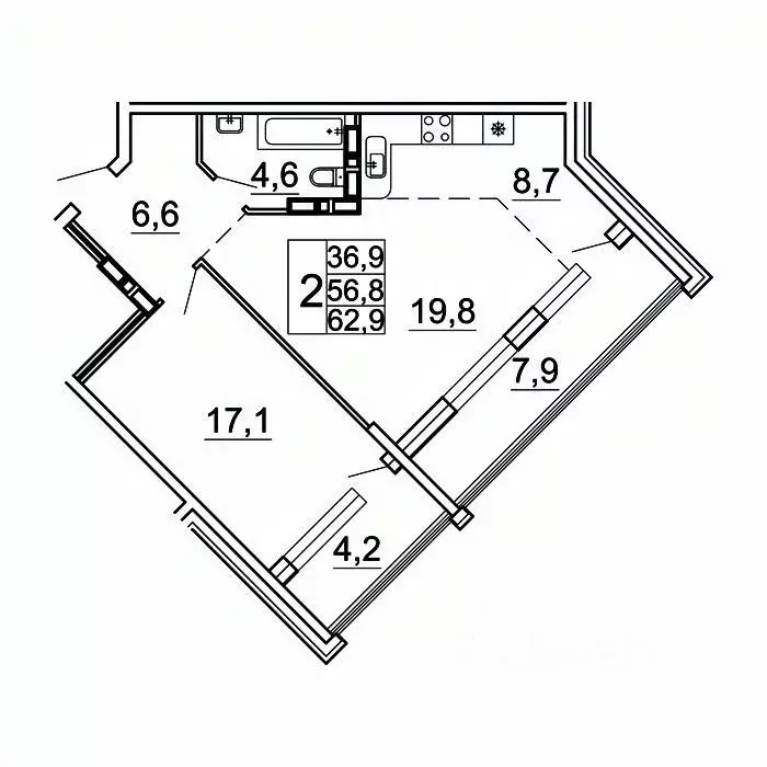 2-к кв. Приморский край, Владивосток Лесная ул., 1В/1 (62.9 м) - Фото 1