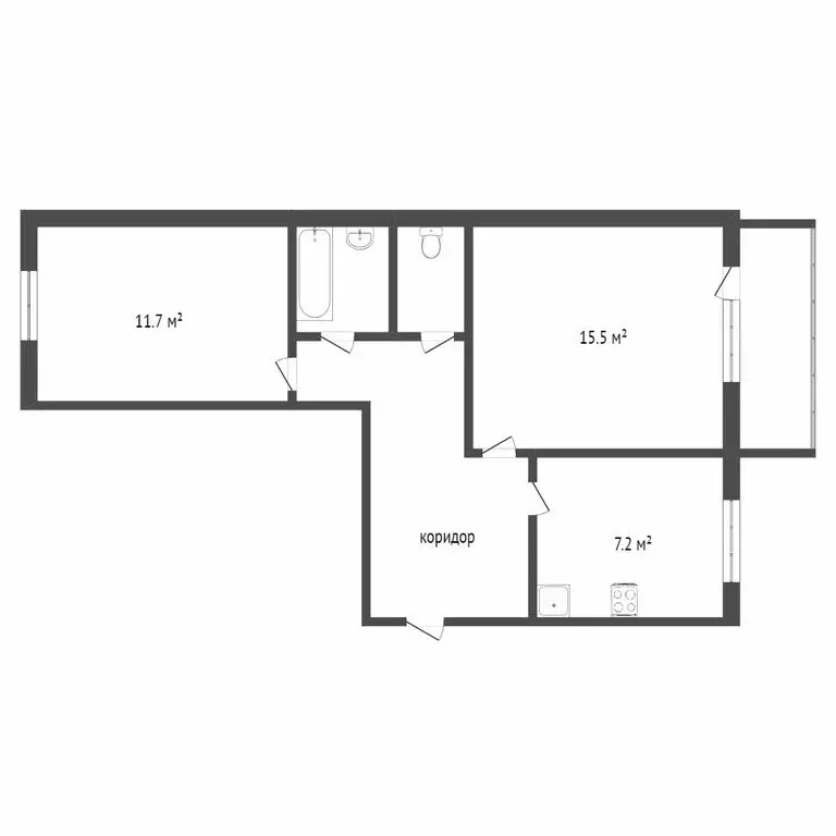 2-комнатная квартира: Тобольск, 3-я Северная улица, 20 (46.4 м) - Фото 1