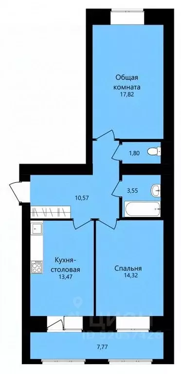 2-к кв. Мордовия, Саранск ул. Филатова, 11 (65.42 м) - Фото 1
