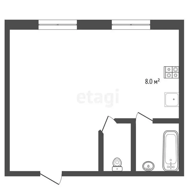 Квартира-студия: посёлок городского типа Быково, улица Щорса, 1В (29.4 ... - Фото 1