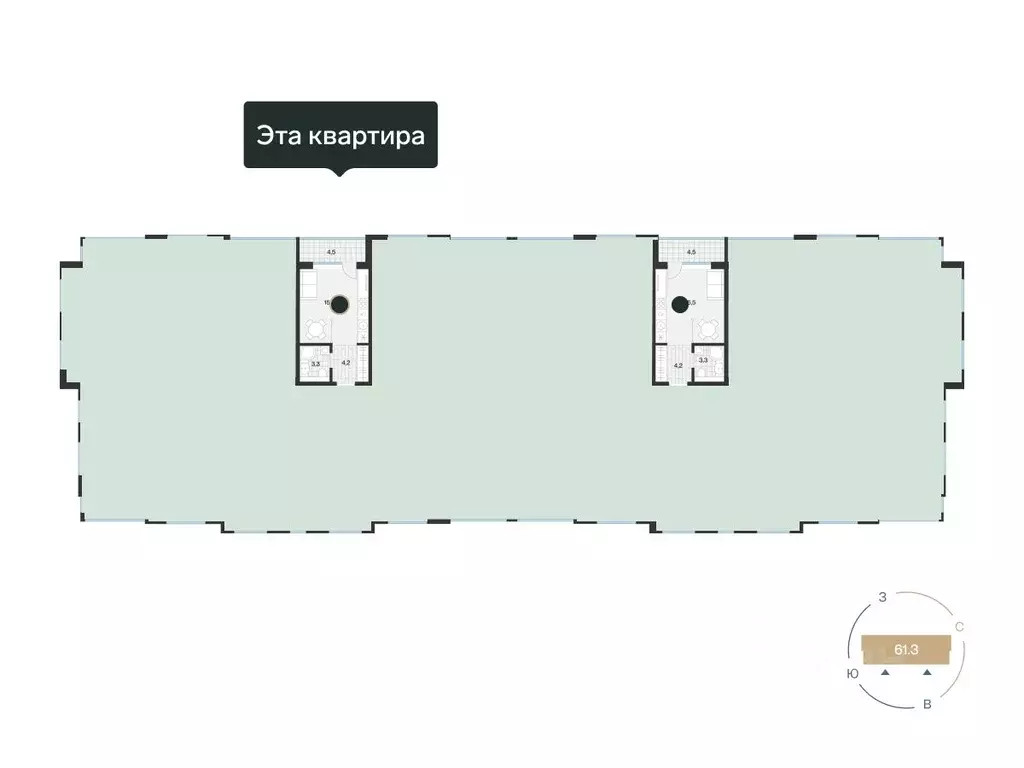 Студия Тюменская область, Тюмень Ямская ул., 159с1/15 (25.24 м) - Фото 1