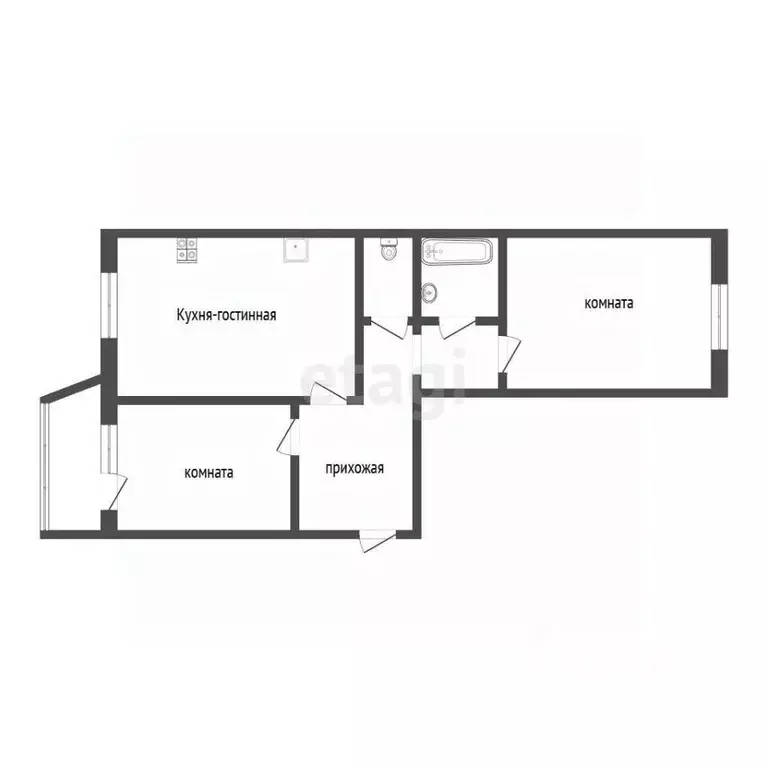 2-к кв. Ханты-Мансийский АО, Сургут ул. Островского, 17 (52.2 м) - Фото 1