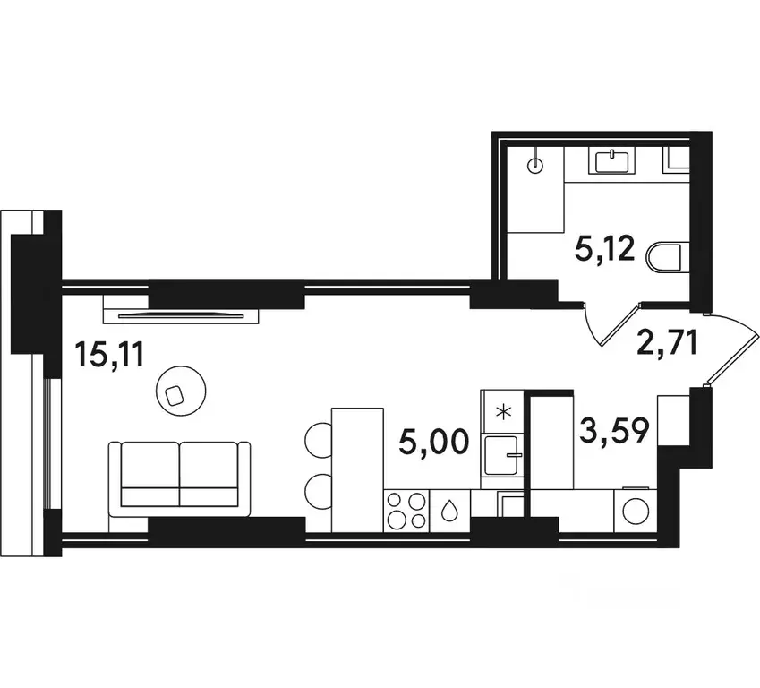 1-к кв. Москва ул. Сокольнический Вал, 2АС1 (31.53 м) - Фото 0
