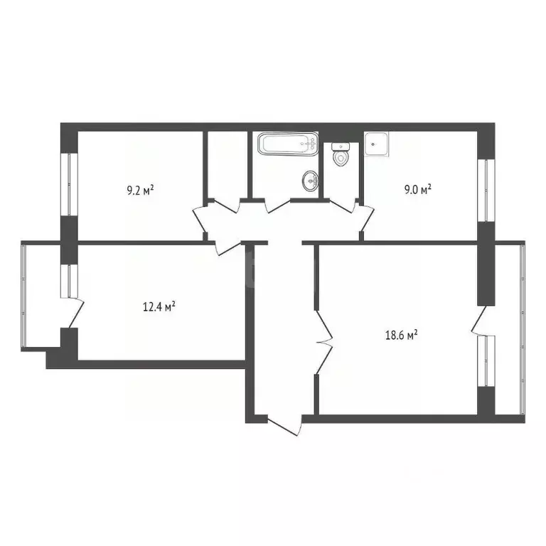 3-к кв. Красноярский край, Красноярск 9 Мая ул., 42 (66.0 м) - Фото 1