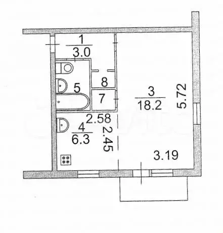 1-к. квартира, 32,3 м, 2/5 эт. - Фото 0