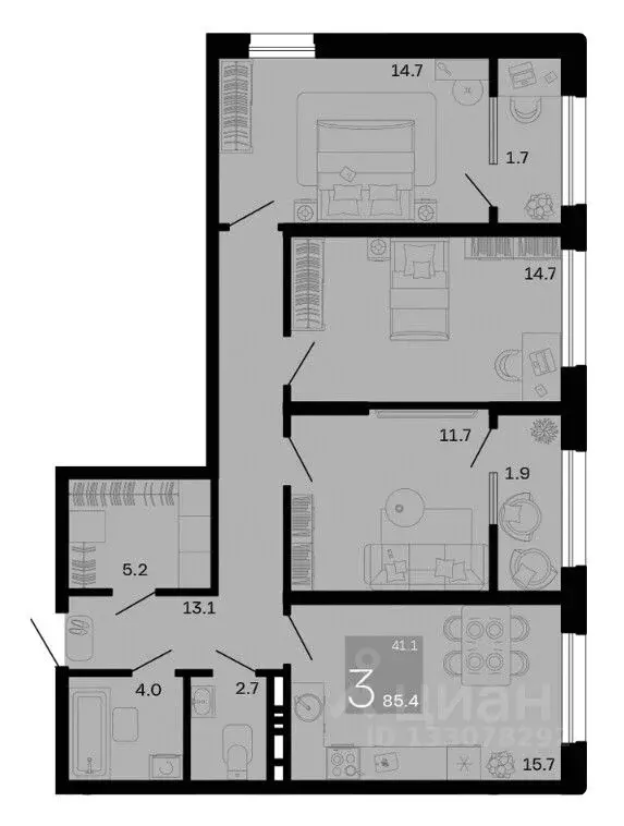 3-к кв. Краснодарский край, Анапа муниципальный округ, с. Супсех ... - Фото 1