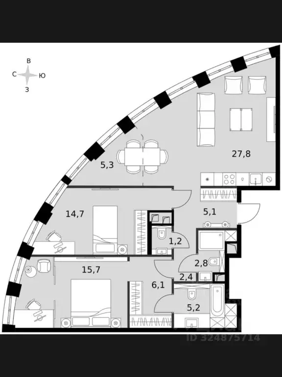 3-к кв. Москва Шелепихинская наб., 38к5 (86.0 м) - Фото 0