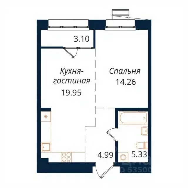 1-к кв. Иркутская область, Иркутск Байкальская ул., 246Б (47.6 м) - Фото 1
