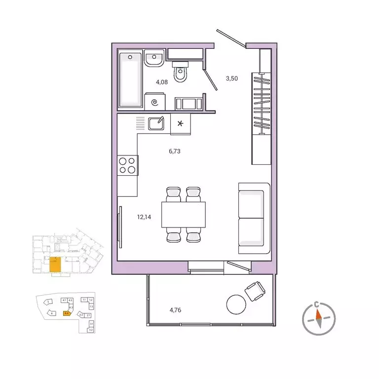 Квартира-студия: городской посёлок Янино-1, ЖК Янила Драйв (27.6 м) - Фото 1