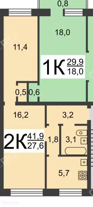 Продаётся 2-к квартира, 41.9 м - Фото 0