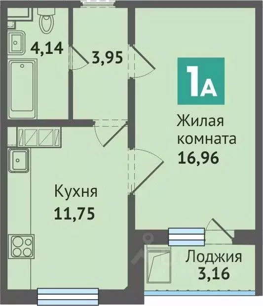 1-к кв. Марий Эл, Медведево городское поселение, Медведево пгт, Ясная ... - Фото 0