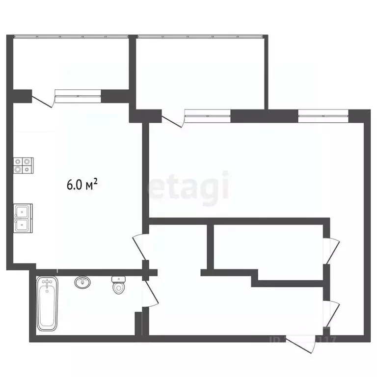 1-к кв. Севастополь Севастопольская зона ЮБК кв-л, 14Вс2 (33.1 м) - Фото 2