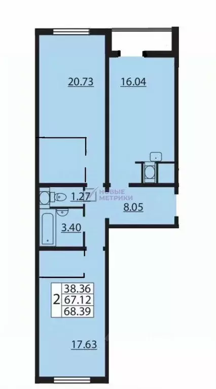 2-к кв. Санкт-Петербург ул. Лидии Зверевой, 9к2 (70.0 м) - Фото 2