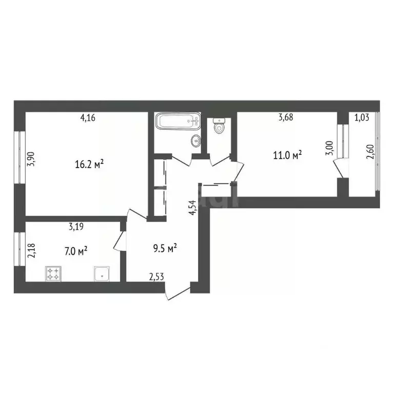 2-к кв. Амурская область, Благовещенск Пионерская ул., 155 (48.5 м) - Фото 2