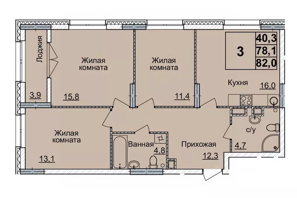 3-к кв. Нижегородская область, Нижний Новгород Горизонты Нижнего жилой ... - Фото 0