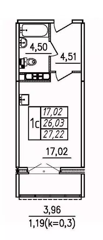 Студия Санкт-Петербург пос. Шушары,  (27.22 м) - Фото 0