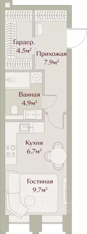 Студия Татарстан, Казань Щербаковский пер., 5 (33.73 м) - Фото 2