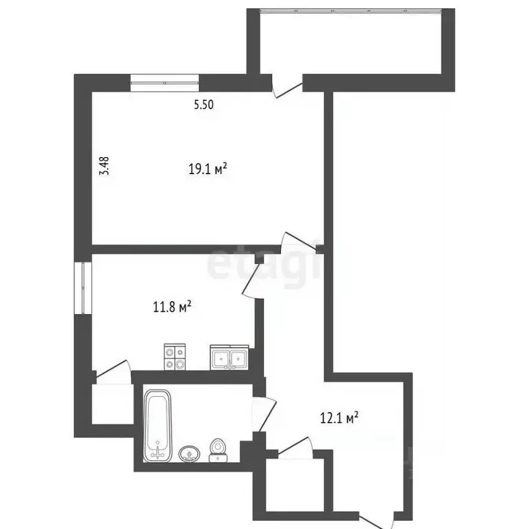 1-к кв. Ярославская область, Ярославль ул. Строителей, 1к2 (50.6 м) - Фото 2