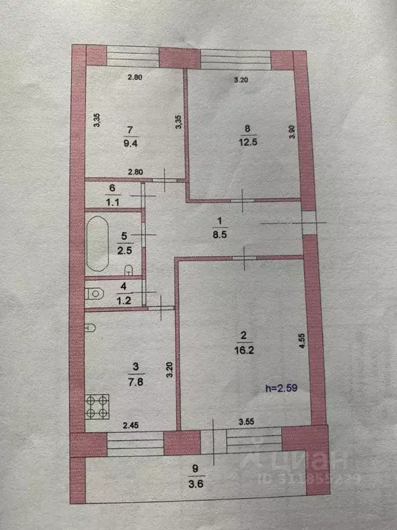 3-к кв. Марий Эл, Йошкар-Ола Красноармейская ул., 12 (60.0 м) - Фото 1