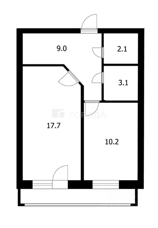 1-к кв. Томская область, Томск Сибирская ул., 104/4 (42.1 м) - Фото 2