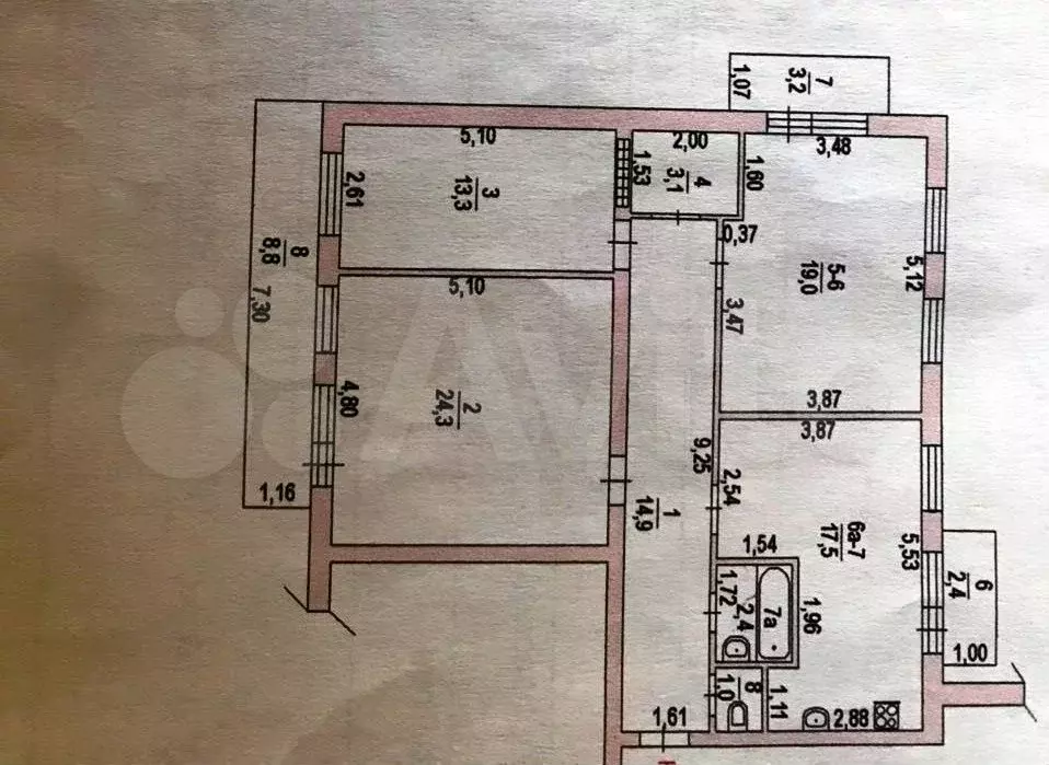 4-к. квартира, 112 м, 6/10 эт. - Фото 0