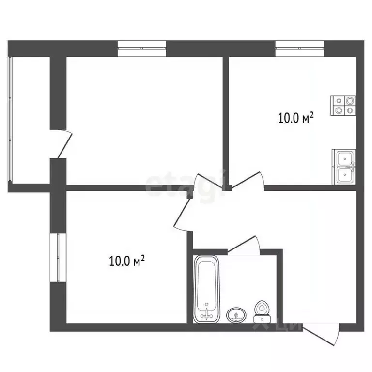 2-к кв. Москва Рязановское поселение, ул. Уточкина, 7к1 (47.2 м) - Фото 2