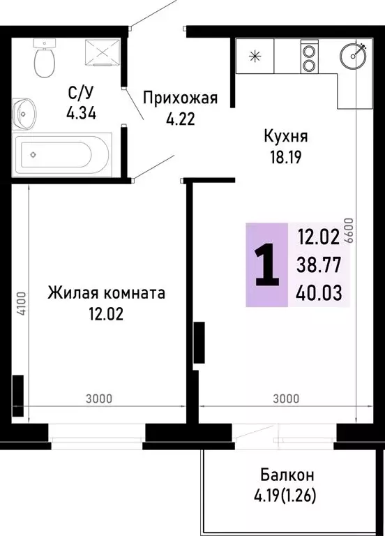 1-комнатная квартира: Краснодарский край, муниципальный округ Анапа, ... - Фото 0
