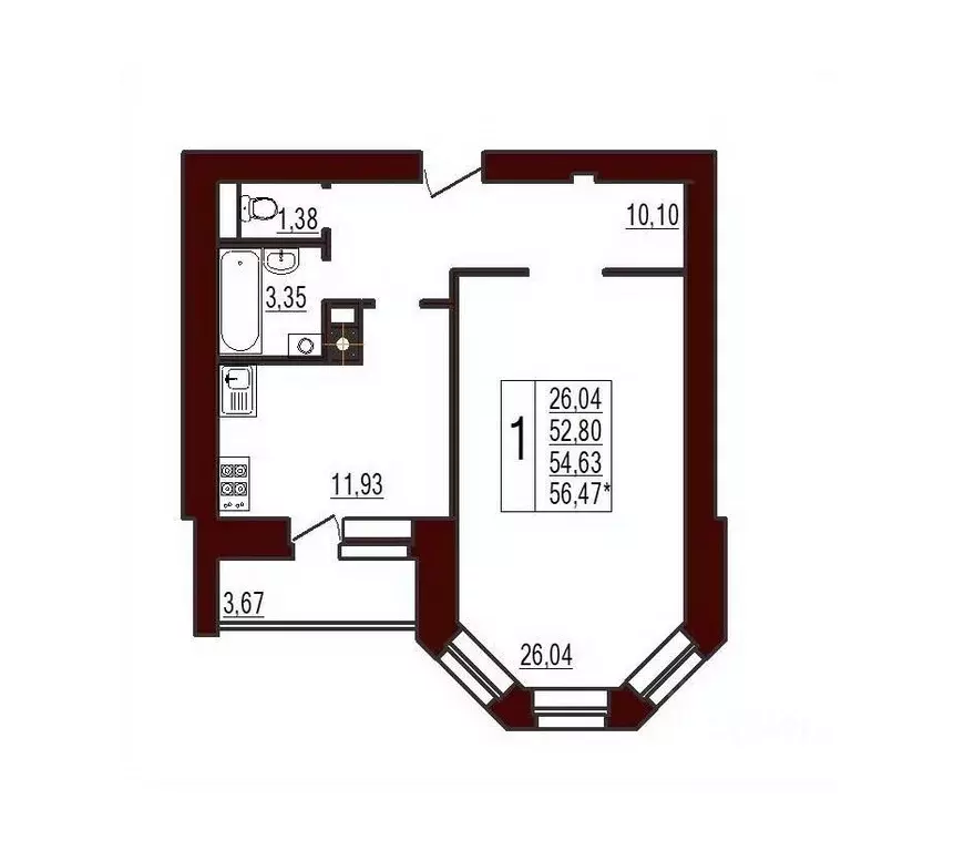 1-к кв. Смоленская область, Вязьма ул. Ленина, 71 (54.63 м) - Фото 1