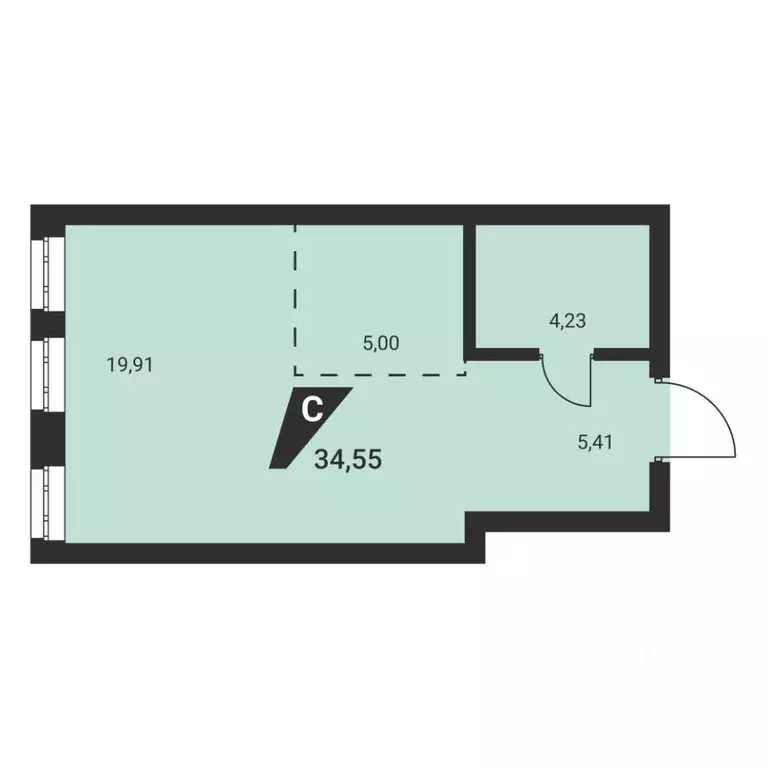 1-к кв. Свердловская область, Екатеринбург ул. Монтерская, 8 (34.55 м) - Фото 1