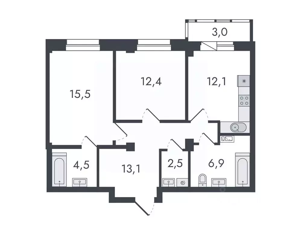 2-к кв. Кировская область, Киров ул. Чистопрудненская, 13 (70.0 м) - Фото 0