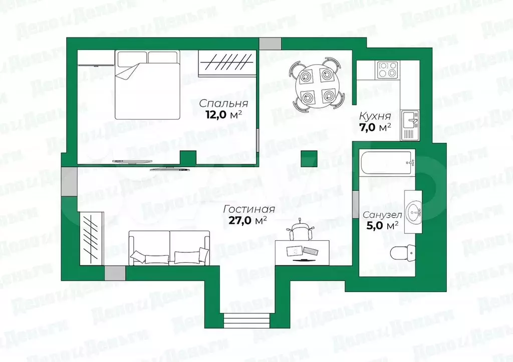 Квартира-студия, 58 м, 4/4 эт. - Фото 0