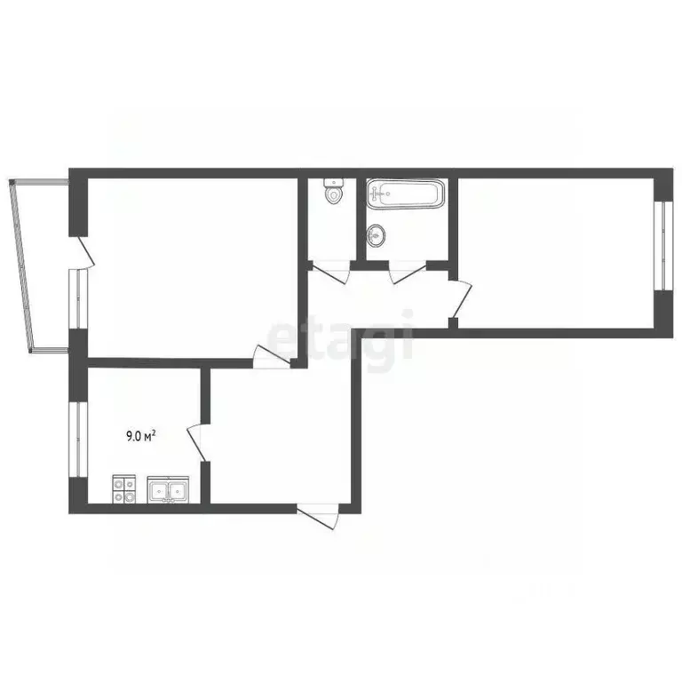 2-к кв. Ханты-Мансийский АО, Сургут проезд Дружбы, 11 (52.7 м) - Фото 1